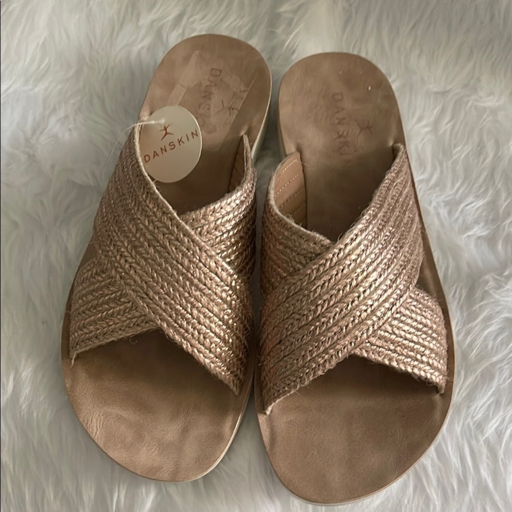 Danskin Gold Cross-Strap Sandals